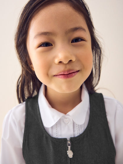 Grey Embroidered Zip Front Pinafore School Dress (3-14yrs) image 3