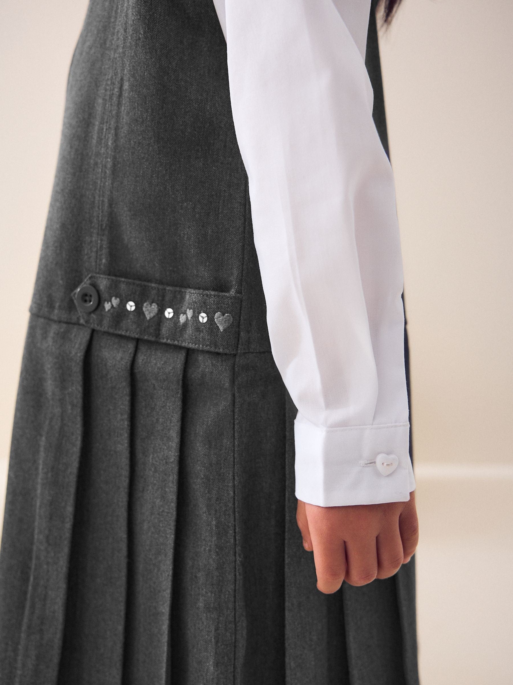 Grey Embroidered Zip Front Pinafore School Dress (3-14yrs) image 5