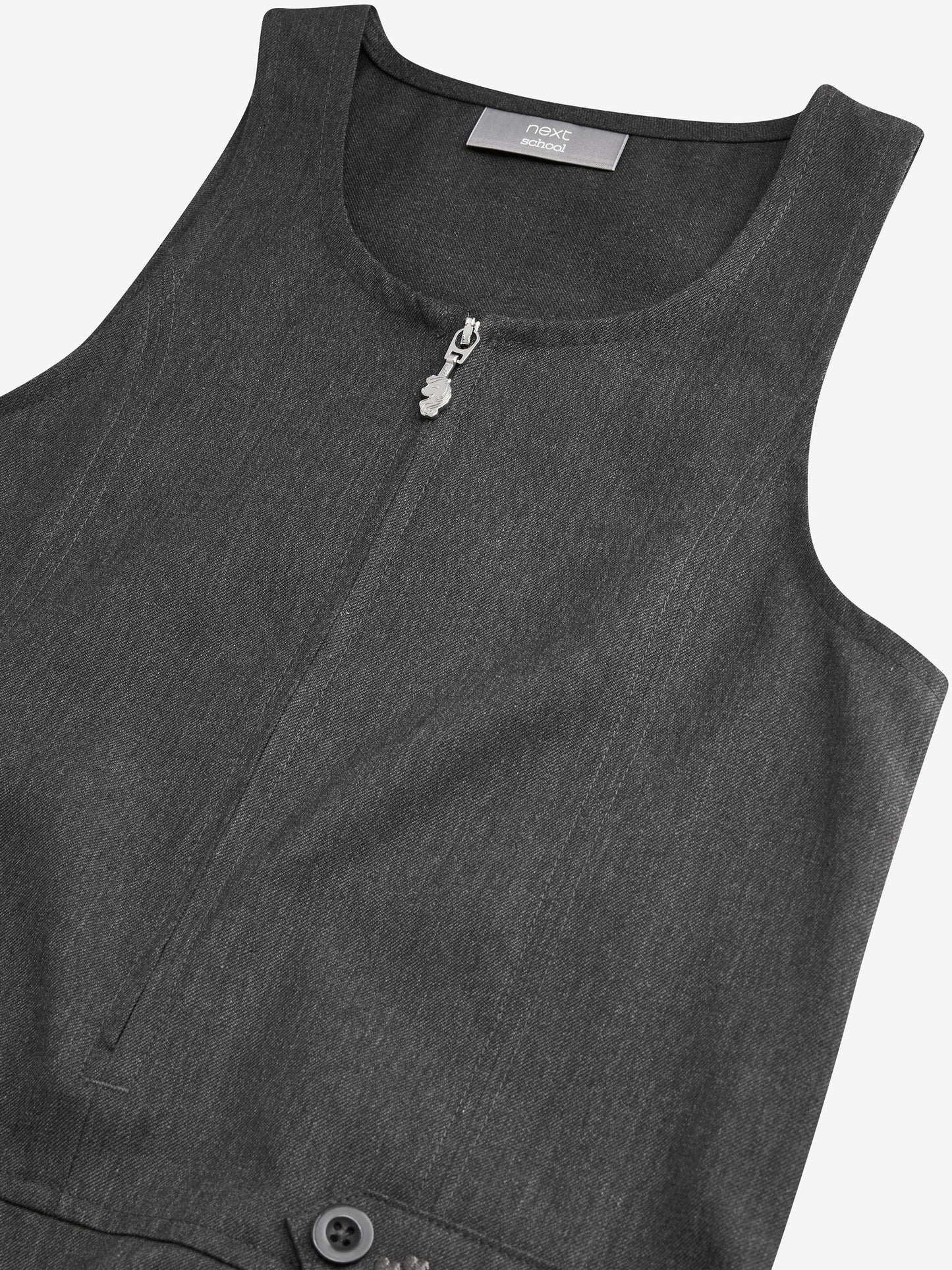 Grey Embroidered Zip Front Pinafore School Dress (3-14yrs) image 8