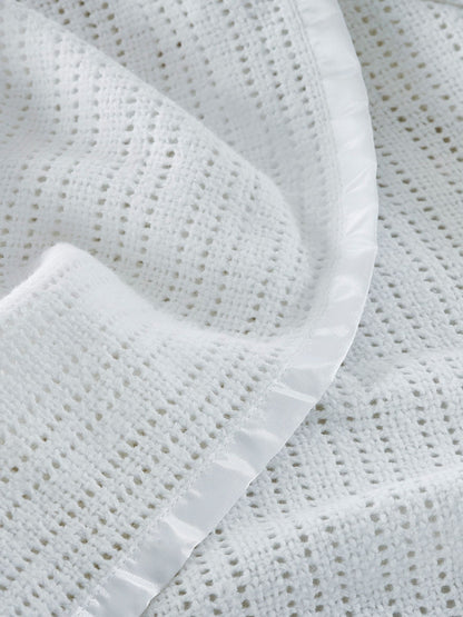 The White Company White The White Company Pink Cellular Satin Blanket image 2