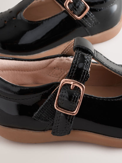 Black Patent Leather Wide Fit (G) First Walker T-Bar Touch Fastening Shoes image 4