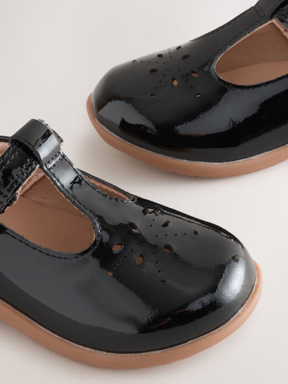 Black Patent Leather Wide Fit (G) First Walker T-Bar Touch Fastening Shoes image 5
