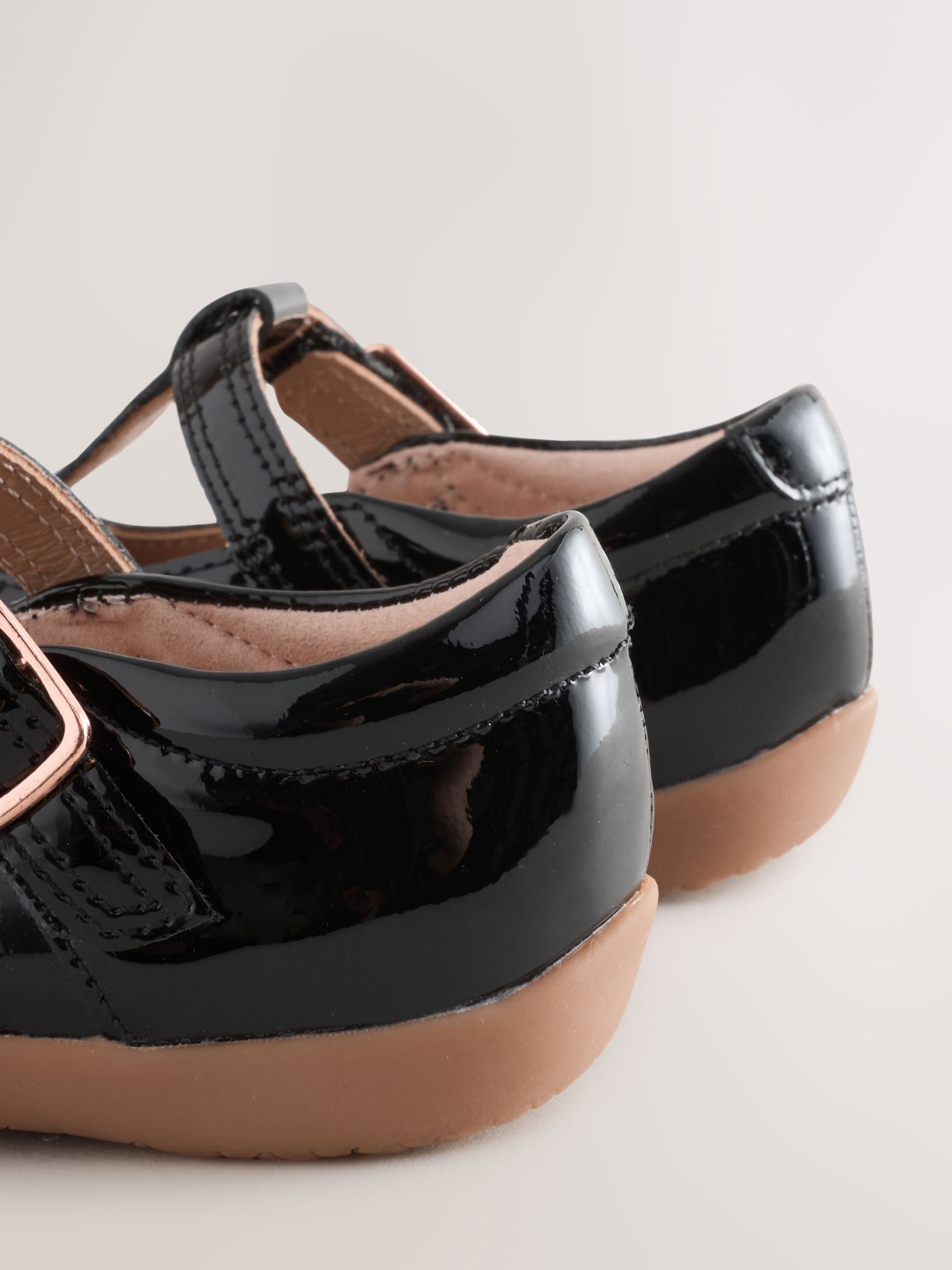 Black Patent Leather Wide Fit (G) First Walker T-Bar Touch Fastening Shoes image 6