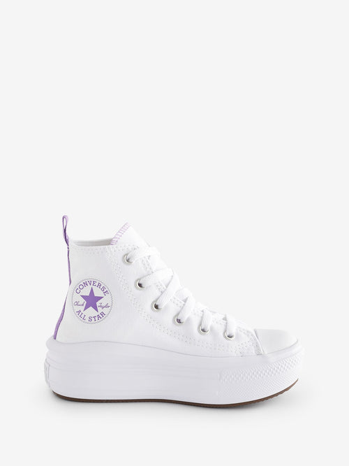 Converse White/Purple Move Platform High Top Junior Trainers image 1