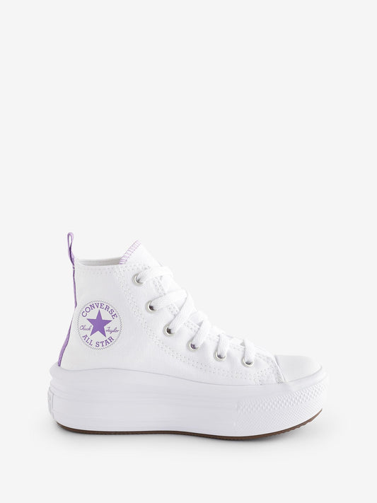 Converse White/Purple Move Platform High Top Junior Trainers image 1