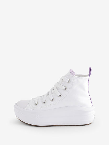 Converse White/Purple Move Platform High Top Junior Trainers image 2