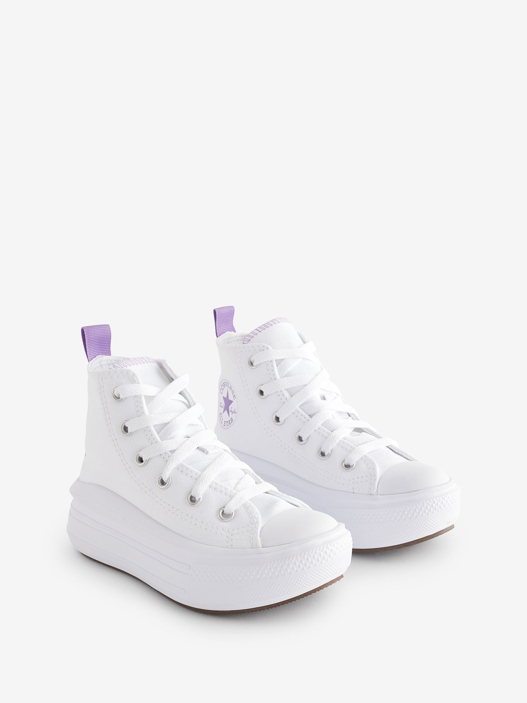 Converse White/Purple Move Platform High Top Junior Trainers image 3