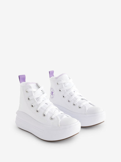Converse White/Purple Move Platform High Top Junior Trainers image 3
