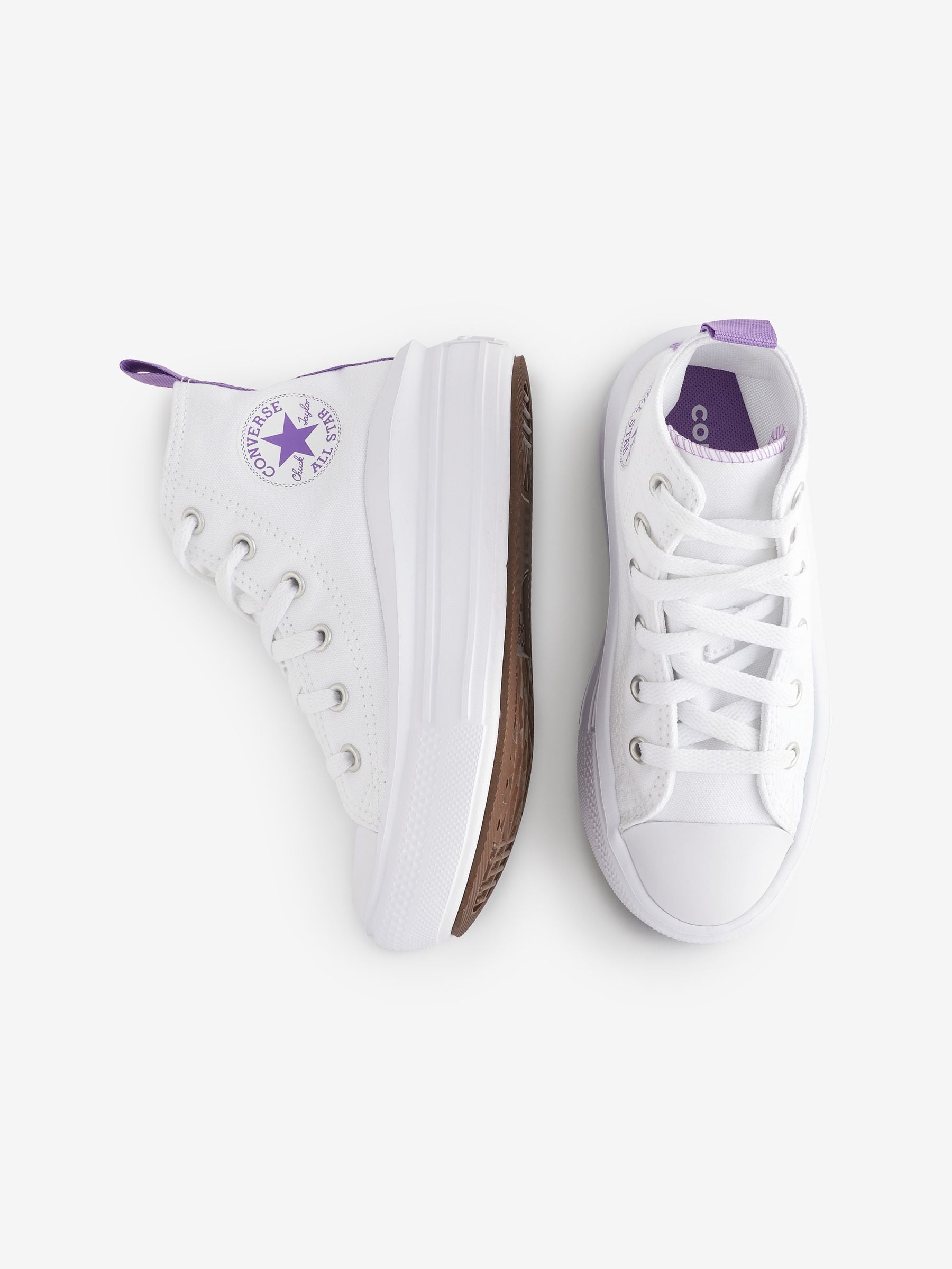 Converse White/Purple Move Platform High Top Junior Trainers image 4