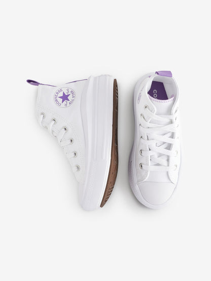 Converse White/Purple Move Platform High Top Junior Trainers image 4