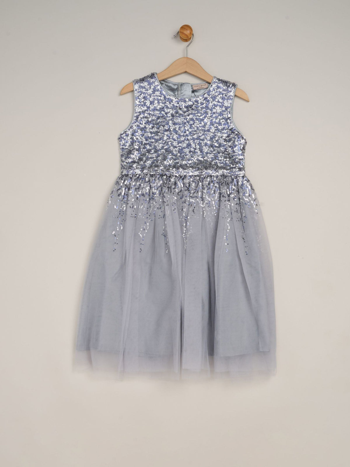 Miss Blue Sequin Waterfall Dress With Fur Bolero Outfit Set - image 2