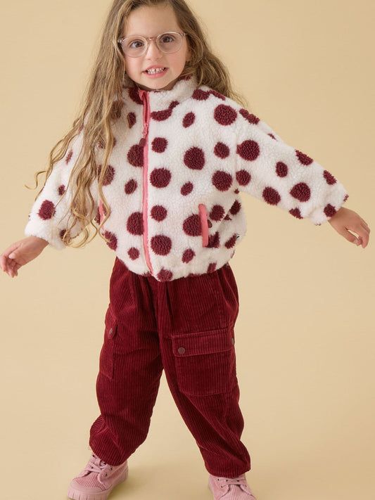 KIDLY by MORI Burgundy Red Barrel Leg Corduroy Trousers - image 1