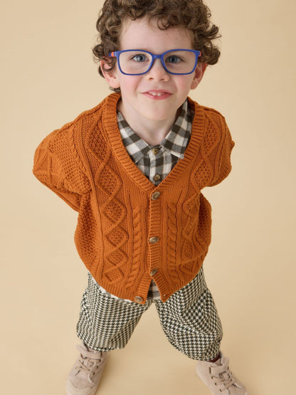 KIDLY by MORI Orange Rust Cable Knitted Cardigan - image 2
