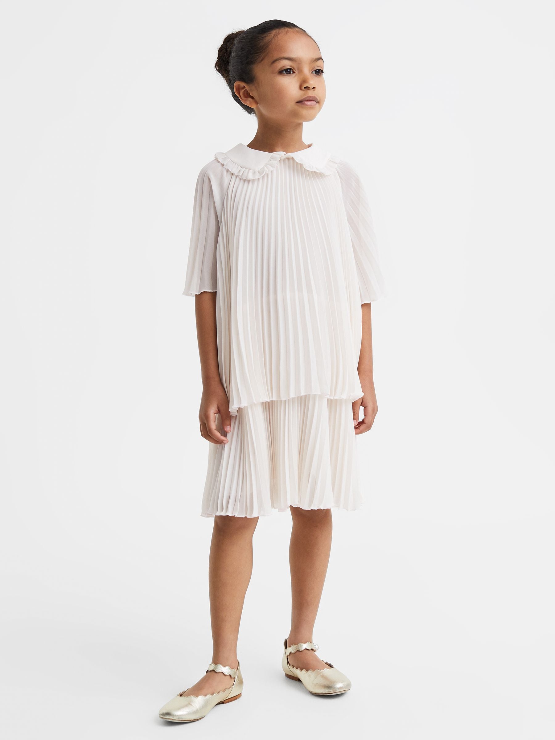 Dsiney Kidz - Reiss Ivory Nadia 4-9 yrs Pleated Collared Tiered Dress image 1