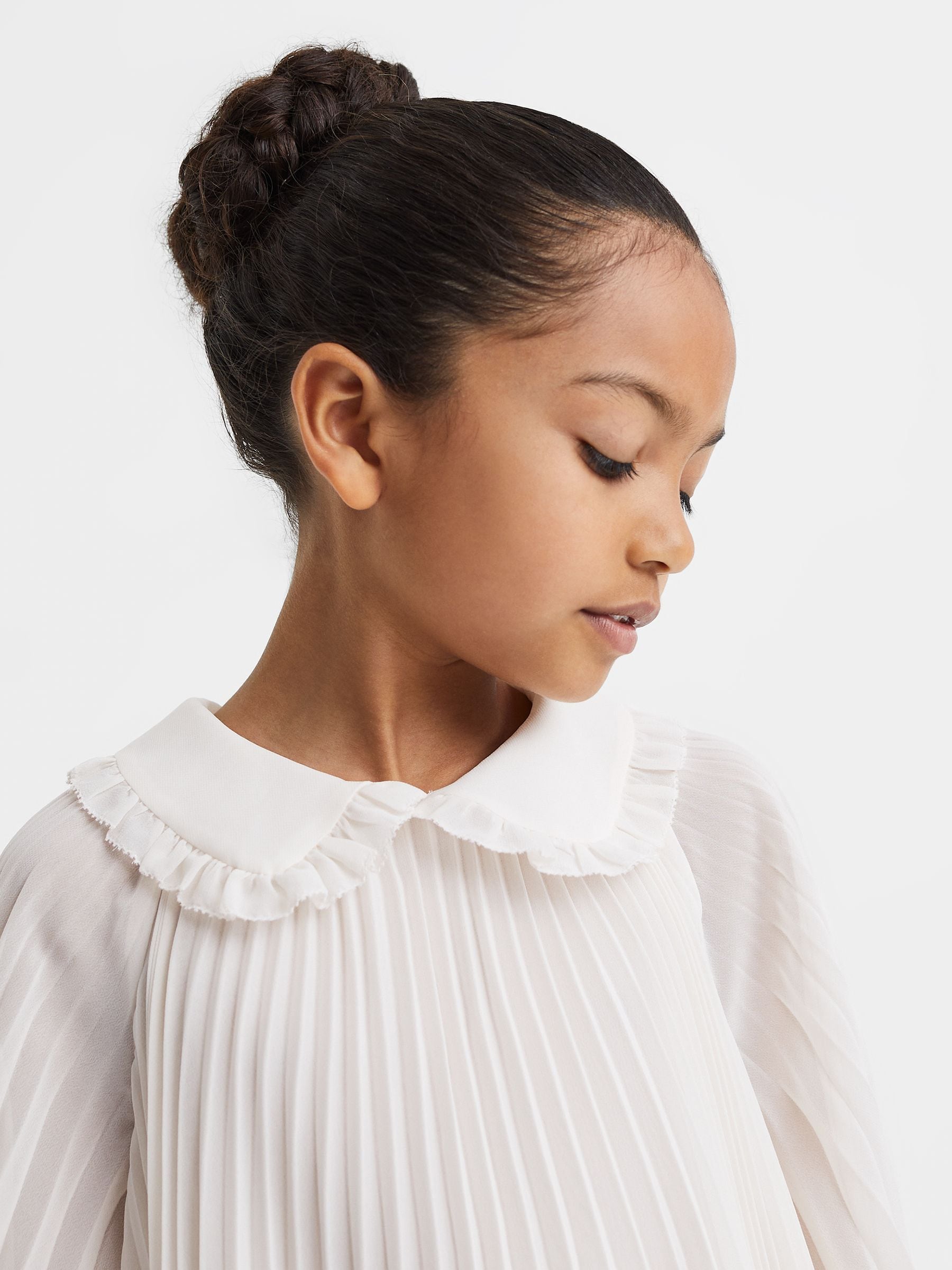 Dsiney Kidz - Reiss Ivory Nadia 4-9 yrs Pleated Collared Tiered Dress image 4