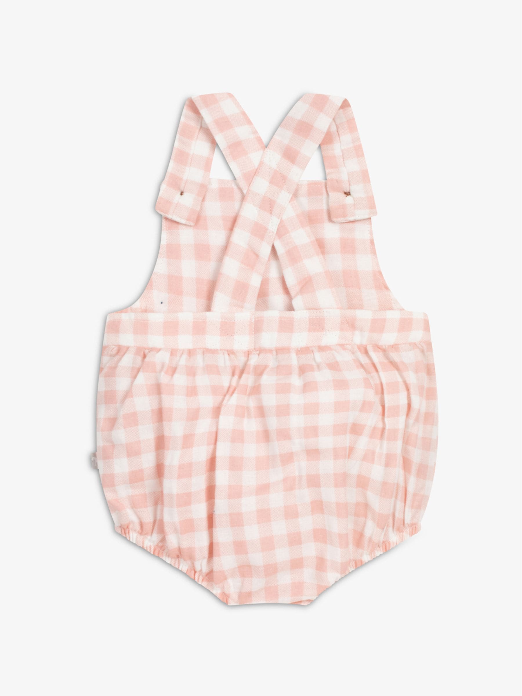 The Little Tailor Pink Gingham Baby Woven Shorty 100% Cotton Dungarees image 3