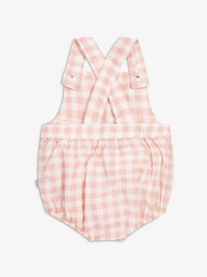 The Little Tailor Pink Gingham Baby Woven Shorty 100% Cotton Dungarees image 3