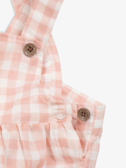 The Little Tailor Pink Gingham Baby Woven Shorty 100% Cotton Dungarees image 4