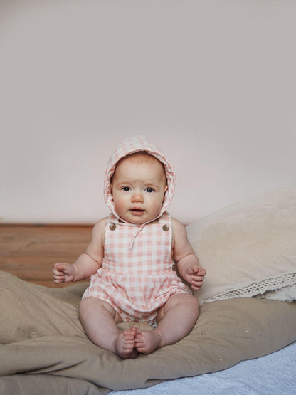 The Little Tailor Pink Gingham Baby Woven Shorty 100% Cotton Dungarees image 6