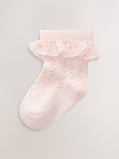 Pink Lace Baby Socks 3 Pack image 2