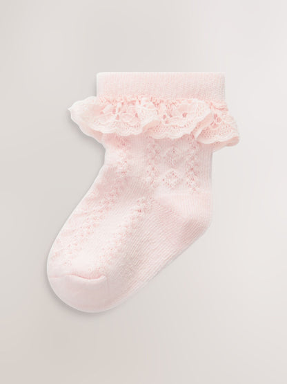 Pink Lace Baby Socks 3 Pack image 3
