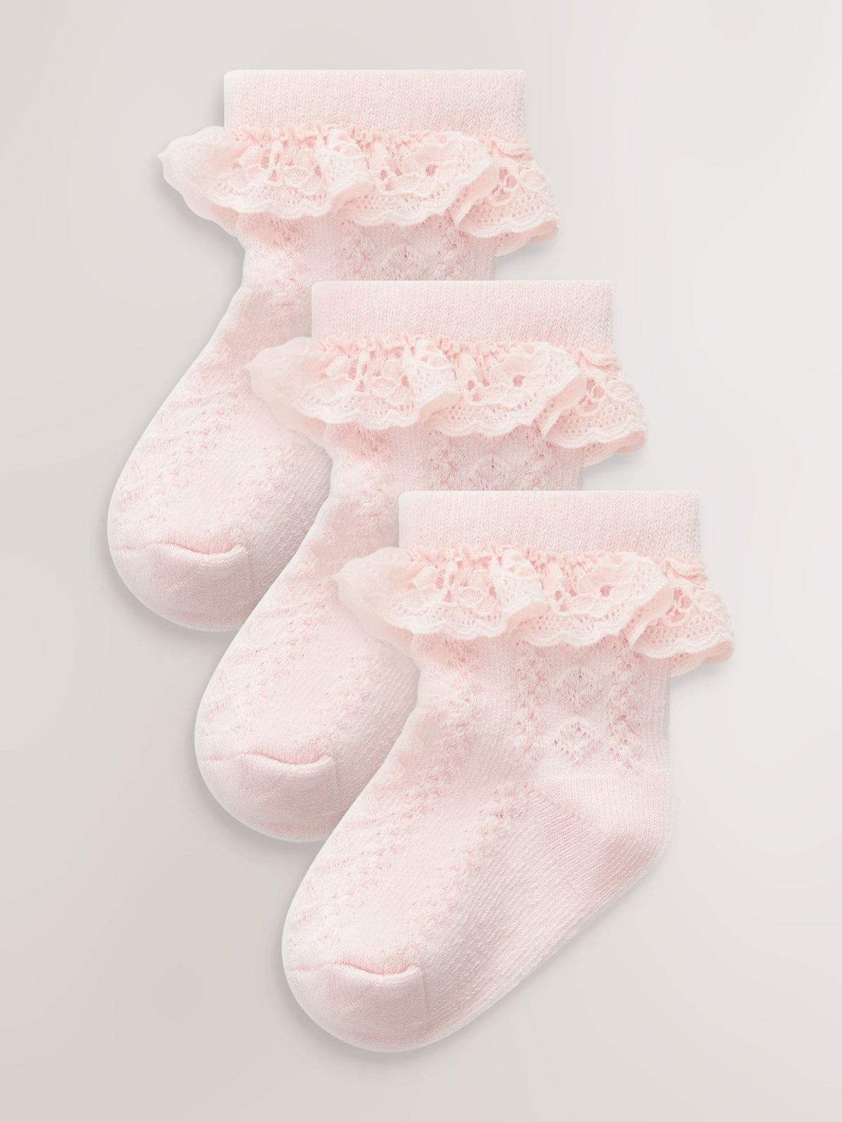 Pink Lace Baby Socks 3 Pack image 1