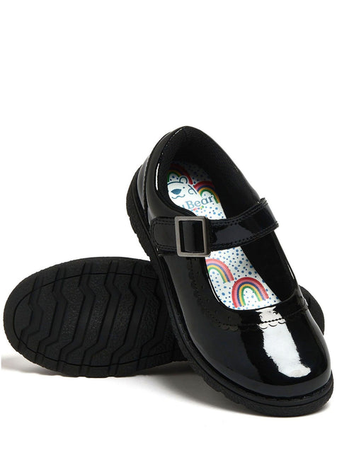 Harry Bear Black Patent Rainbow Girls School Shoes image 1
