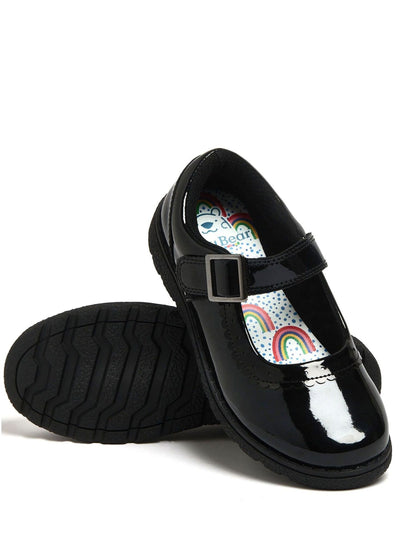 Harry Bear Black Patent Rainbow Girls School Shoes image 1