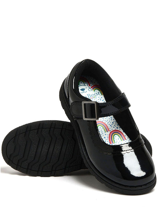 Harry Bear Black Patent Rainbow Girls School Shoes image 1