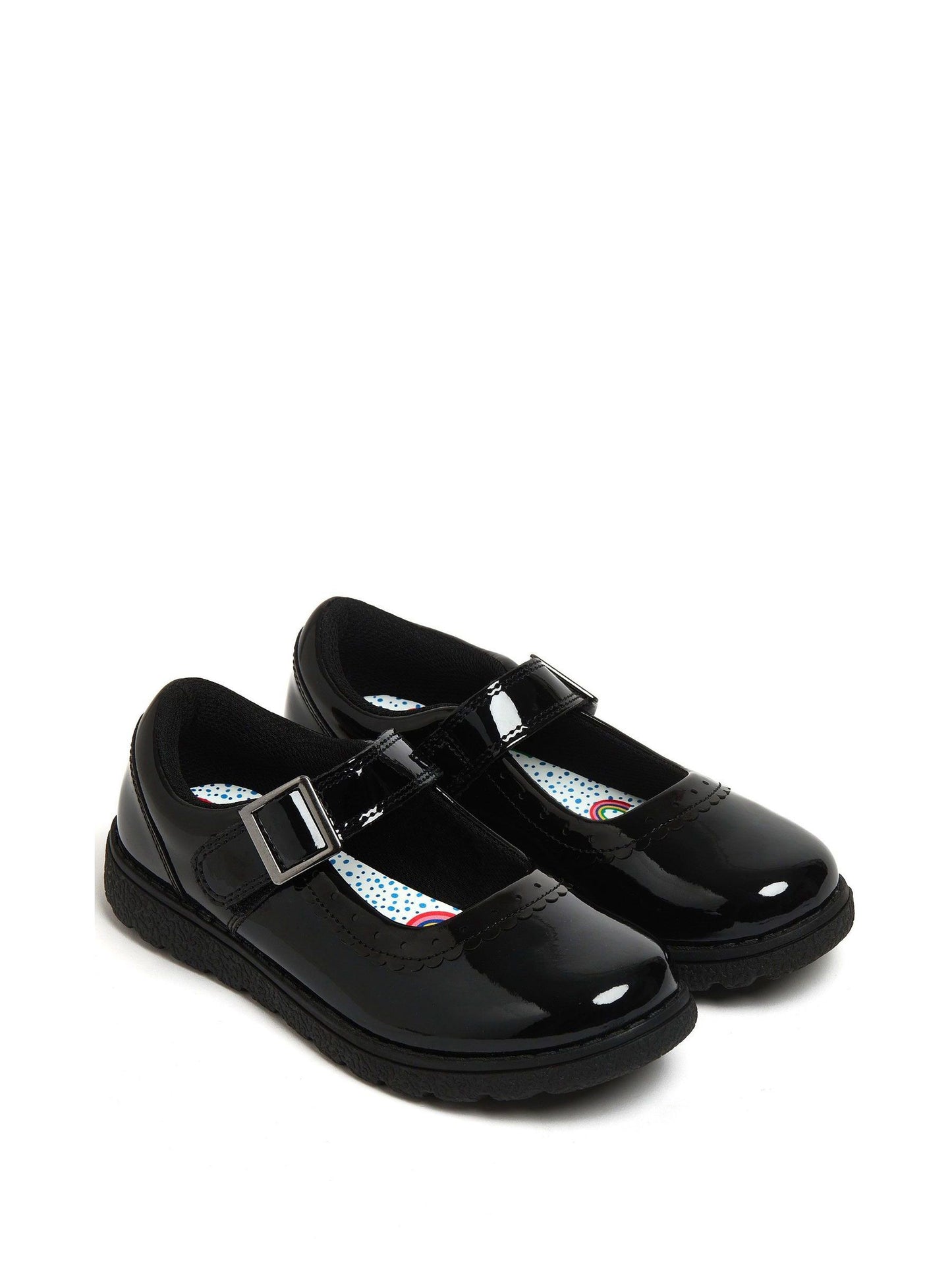 Harry Bear Black Patent Rainbow Girls School Shoes image 3