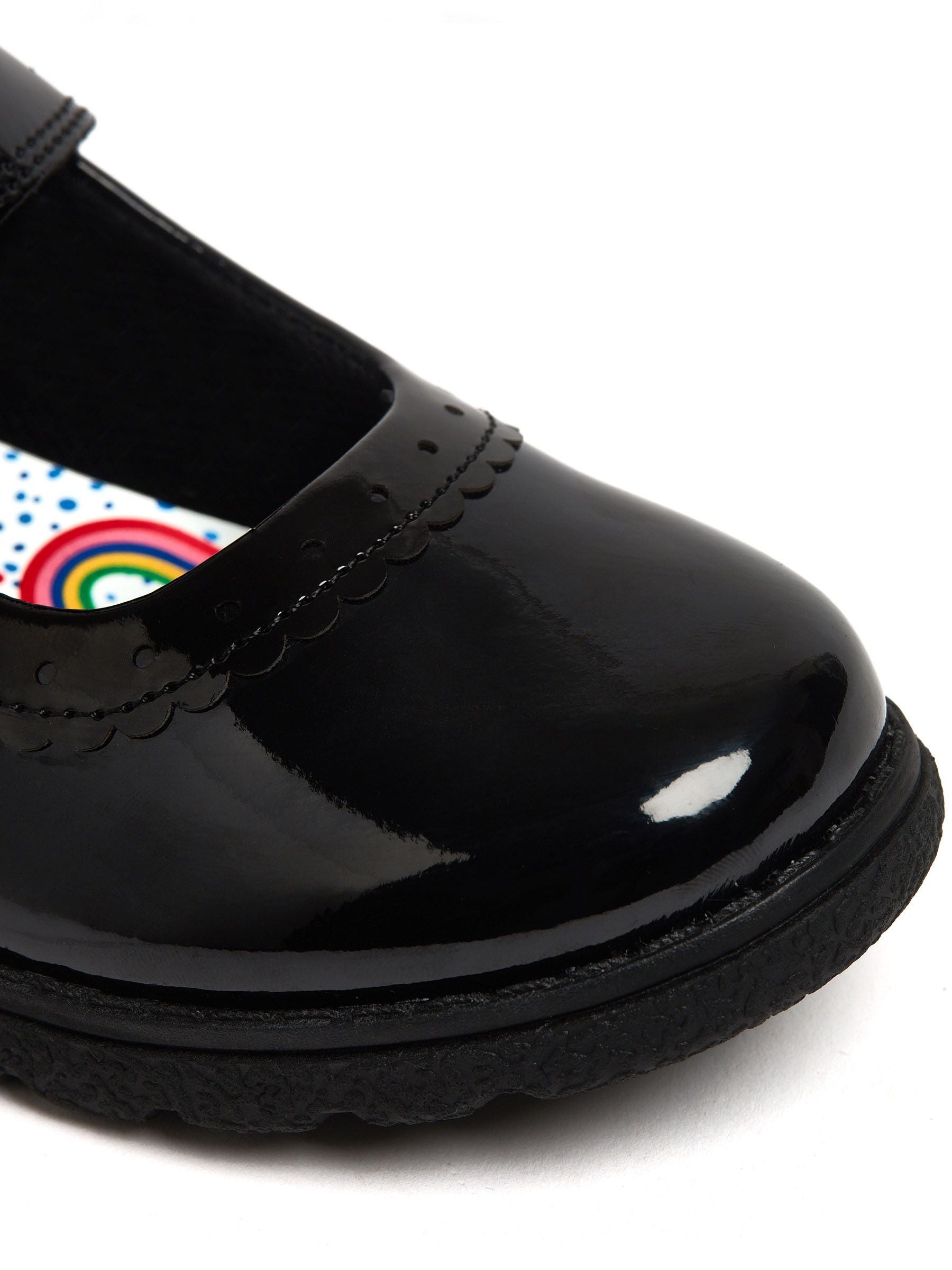 Harry Bear Black Patent Rainbow Girls School Shoes image 5