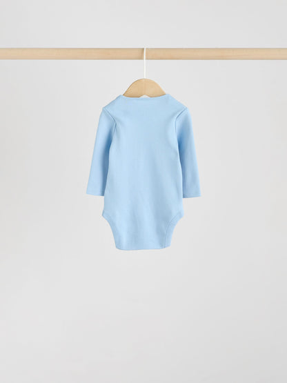 Blue 5 Pack Baby Long Sleeve Bodysuits image 7