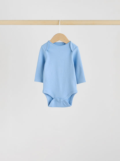 Blue 5 Pack Baby Long Sleeve Bodysuits image 9