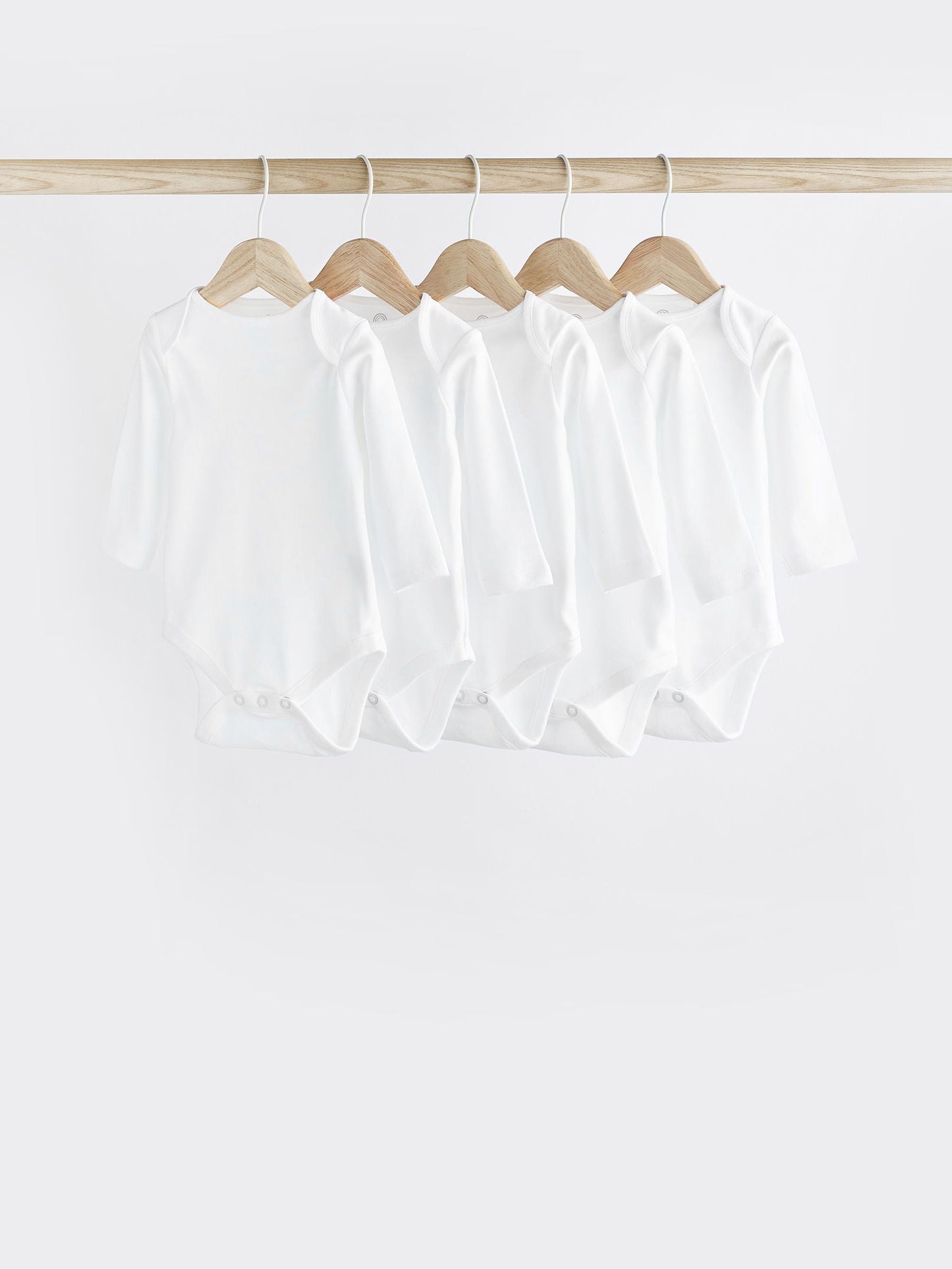 White 5 Pack Essential Baby Long Sleeve Bodysuits image 1