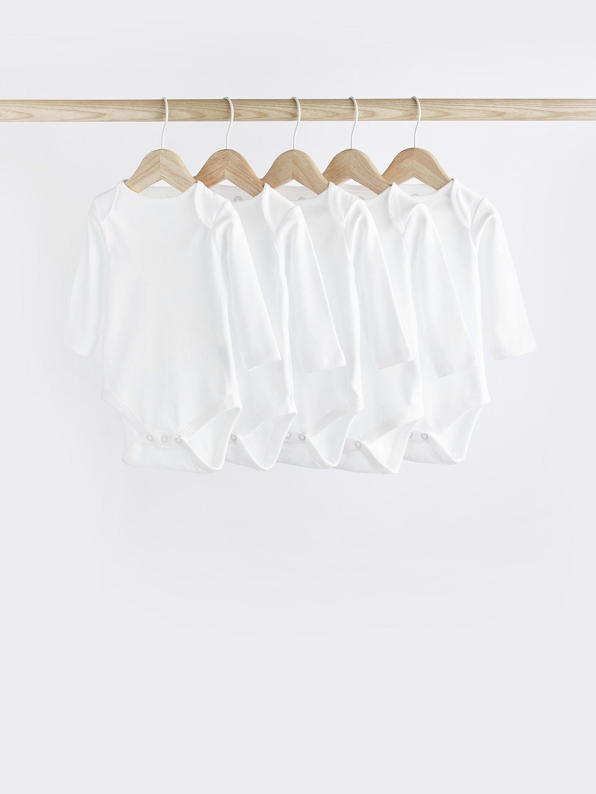 Dsiney Kidz - White 5 Pack Essential Baby Long Sleeve Bodysuits image 1