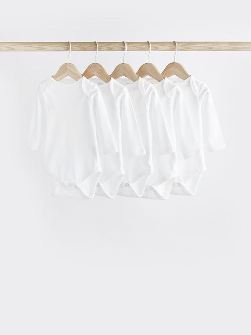 Dsiney Kidz - White 5 Pack Essential Baby Long Sleeve Bodysuits image 1