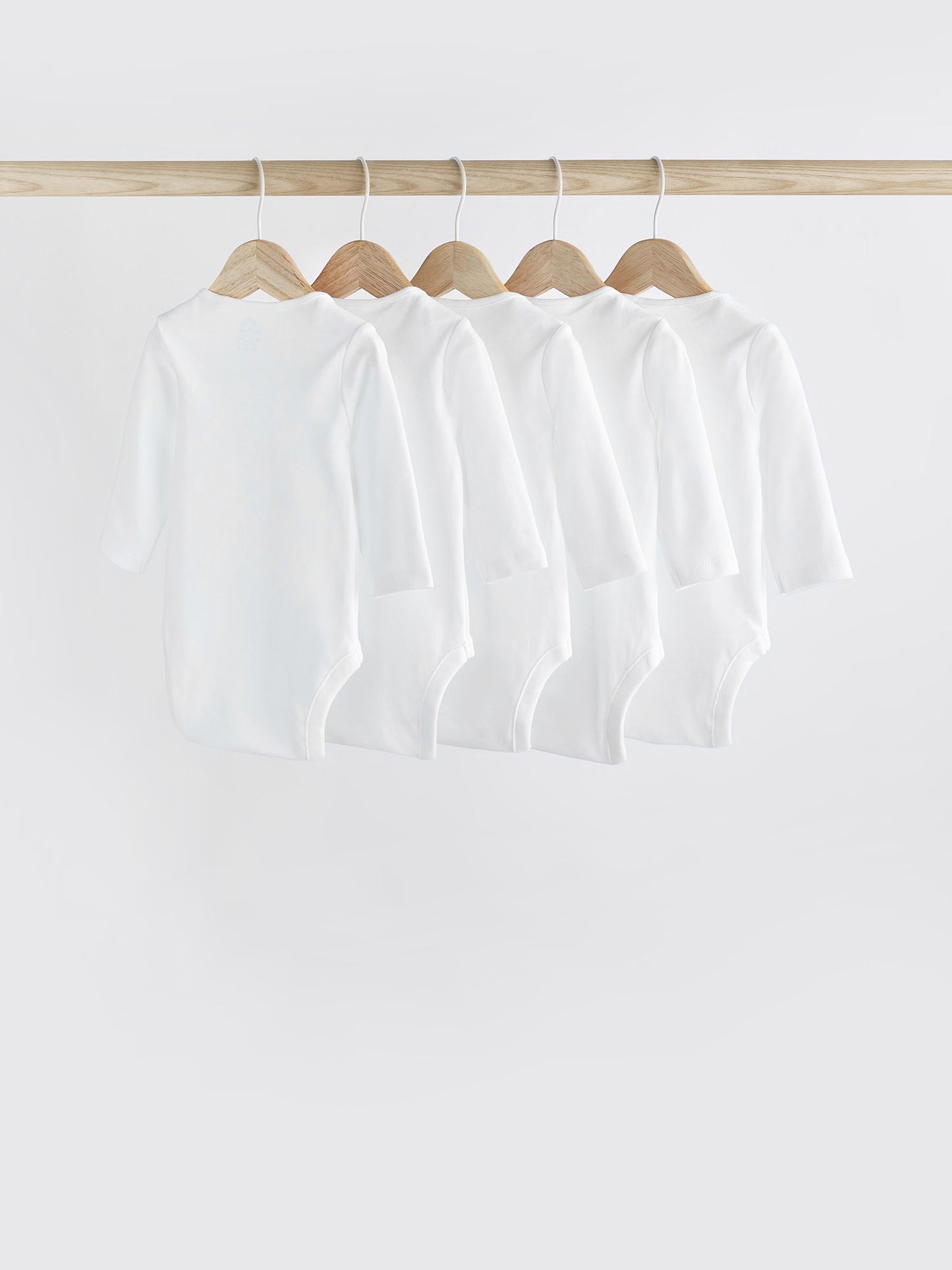 White 5 Pack Essential Baby Long Sleeve Bodysuits image 3