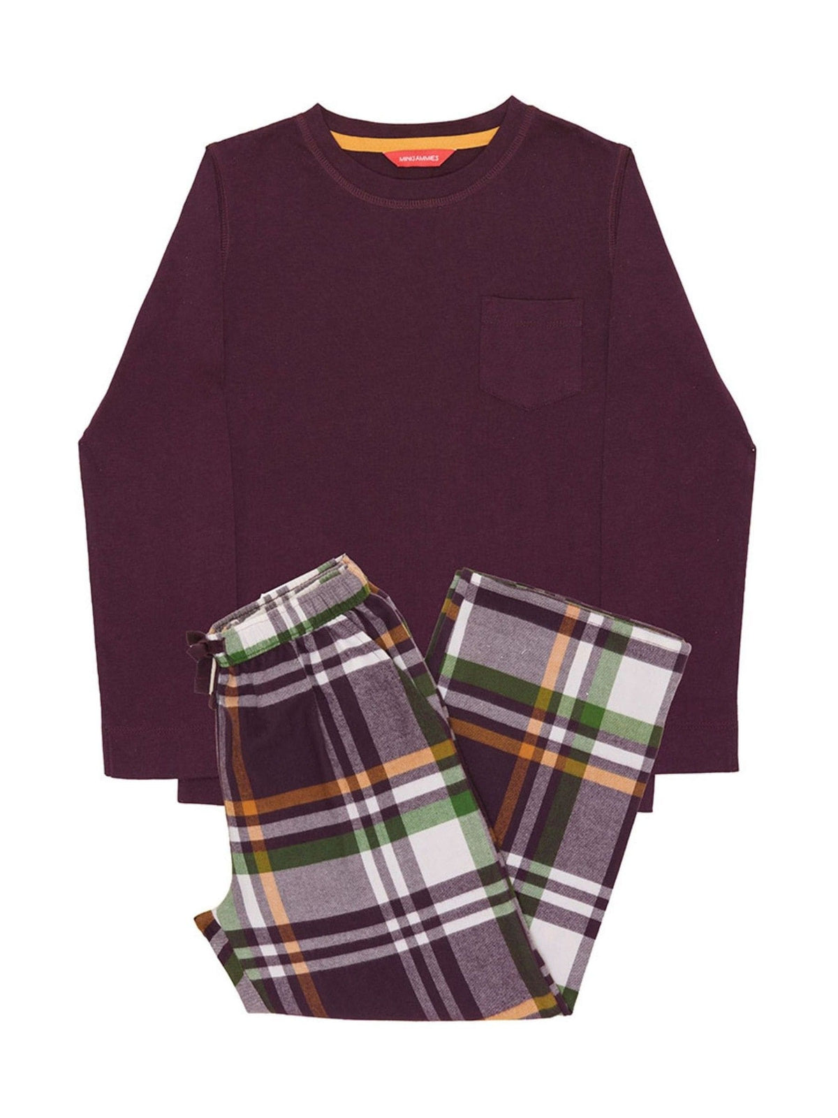 Cyberjammies Brown Jersey Top & Check Pyjamas Set - image 4