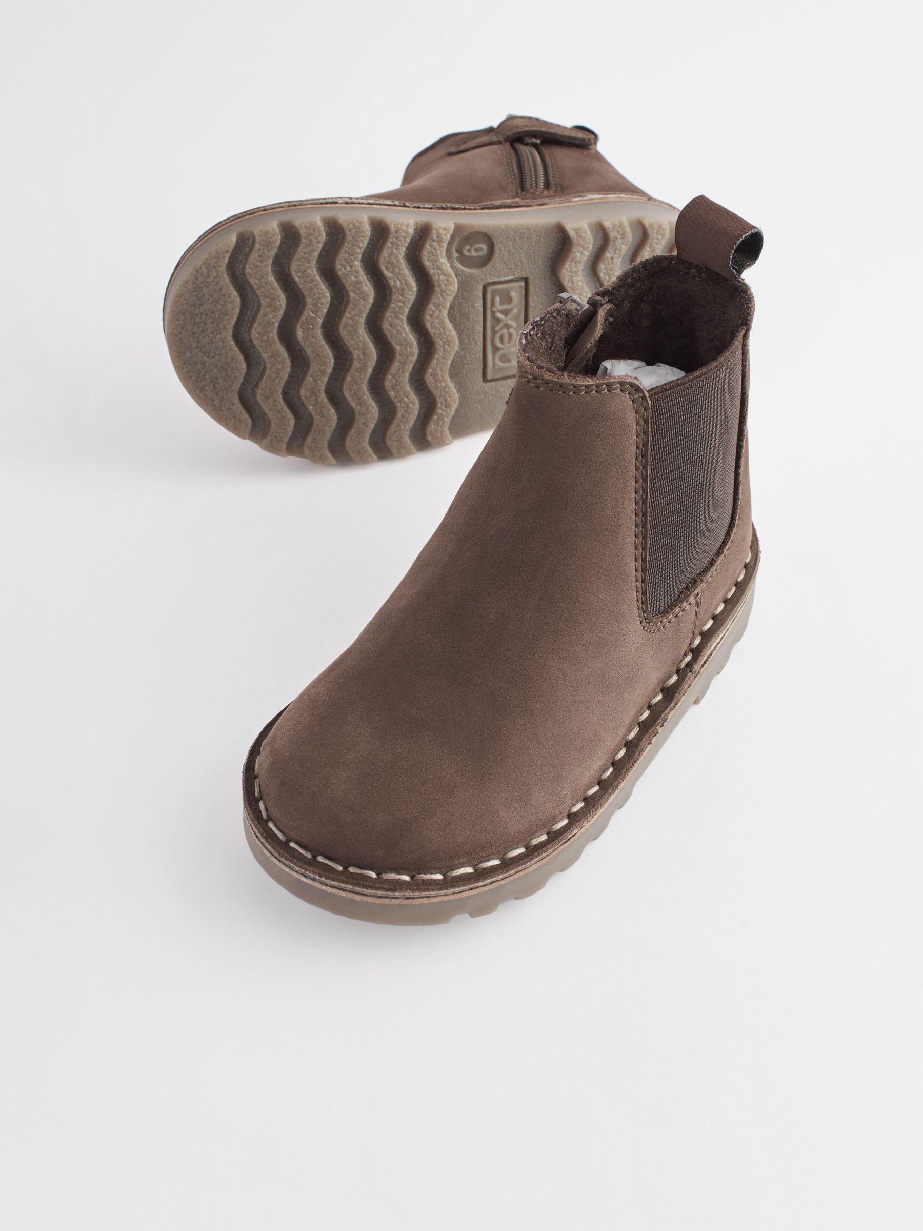 Chocolate Brown Standard Fit (F) Warm Lined Leather Chelsea Boots image 4