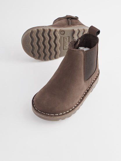 Chocolate Brown Standard Fit (F) Warm Lined Leather Chelsea Boots image 4