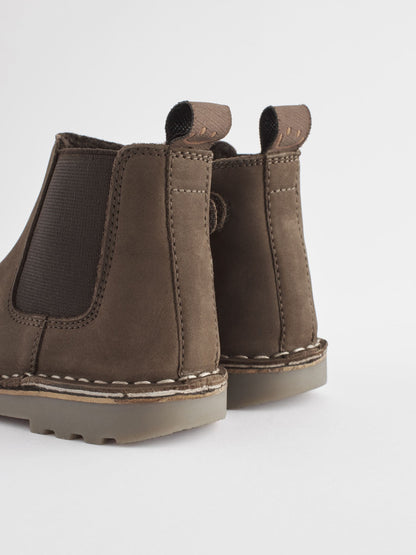 Chocolate Brown Standard Fit (F) Warm Lined Leather Chelsea Boots image 5