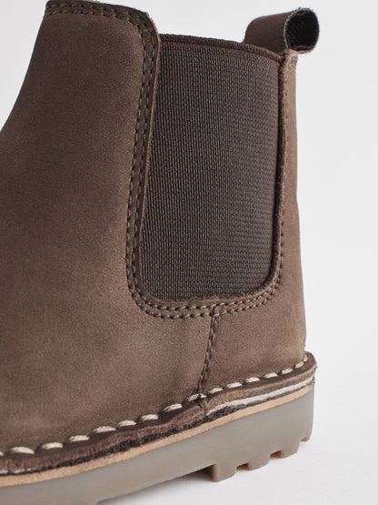 Chocolate Brown Standard Fit (F) Warm Lined Leather Chelsea Boots image 6