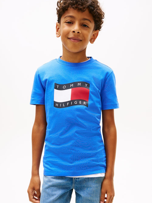 Tommy Hilfiger Blue Wavy Flag Jersey Crew Neck T-Shirt image 1