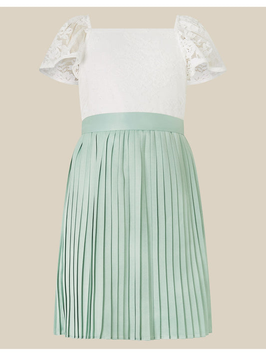 Monsoon Green Evelyn Lace Pleated Party Dress - image 1