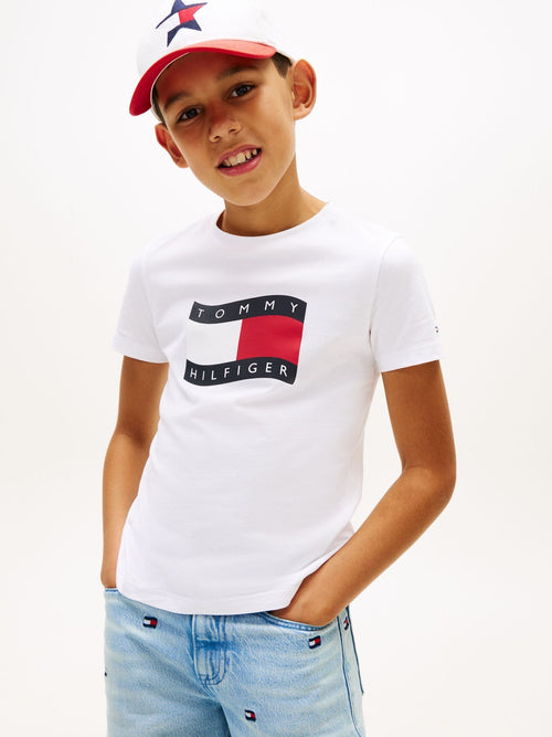 Tommy Hilfiger White Wavy Flag Jersey Crew Neck T-Shirt image 1