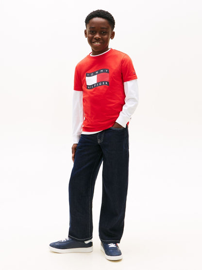 Tommy Hilfiger Red Wavy Flag Jersey Crew Neck T-Shirt image 2
