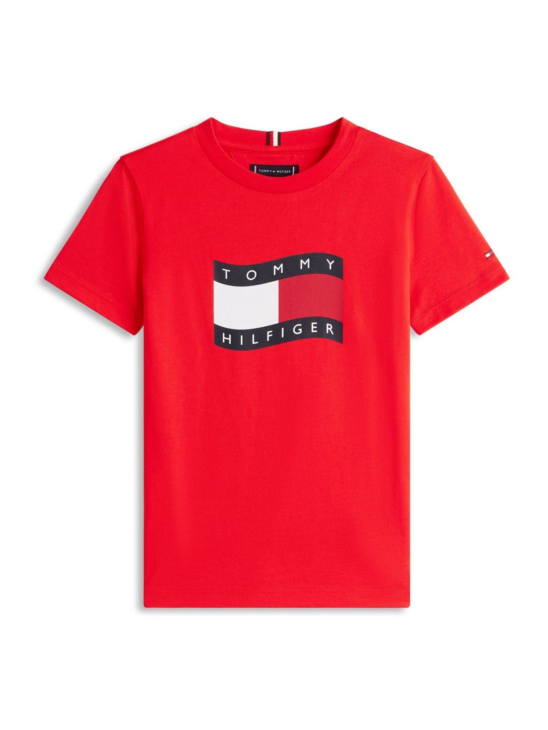 Tommy Hilfiger Red Wavy Flag Jersey Crew Neck T-Shirt image 4