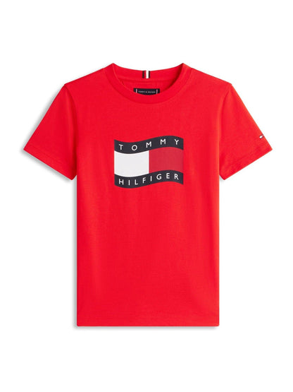 Tommy Hilfiger Red Wavy Flag Jersey Crew Neck T-Shirt image 4
