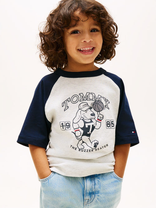 Tommy Hilfiger Grey Graphic Raglan Crew Neck T-Shirt image 1