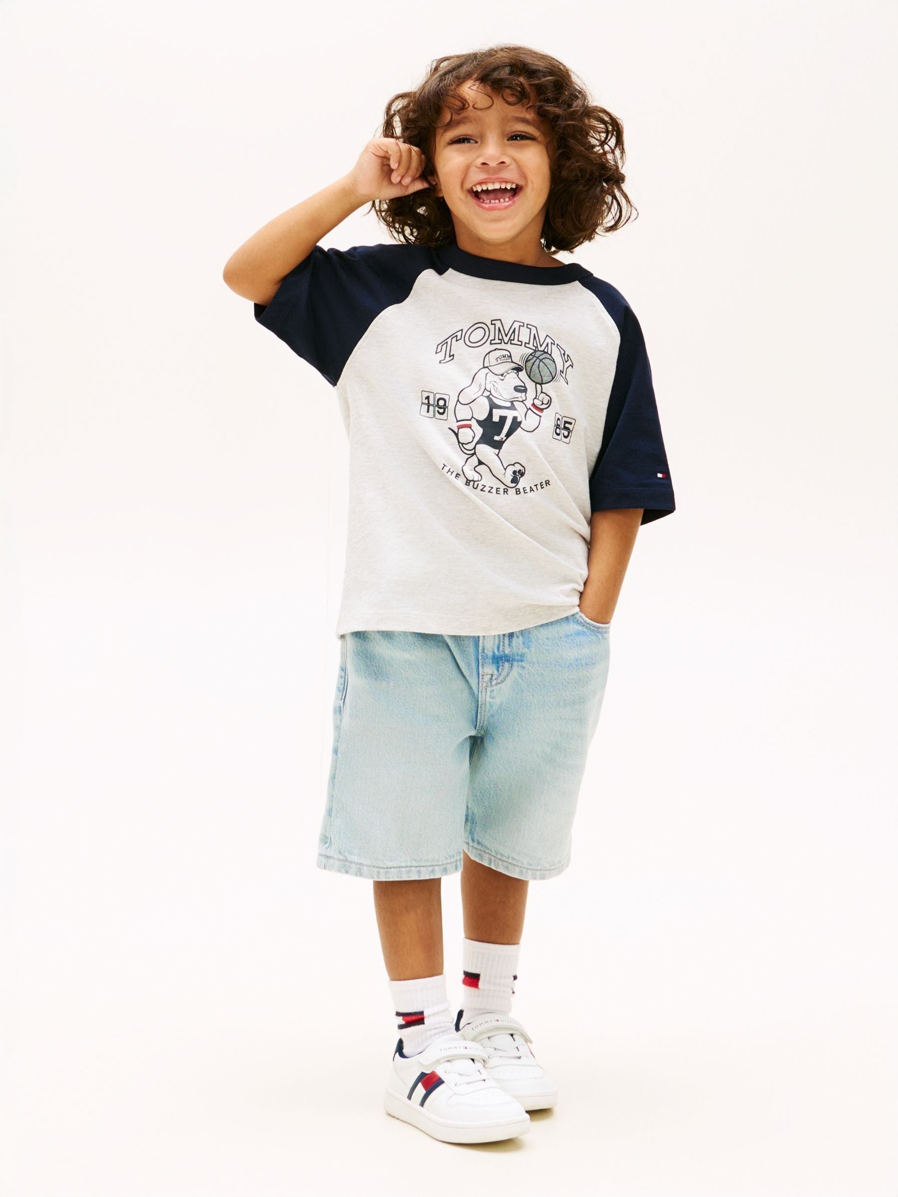 Tommy Hilfiger Grey Graphic Raglan Crew Neck T-Shirt image 3